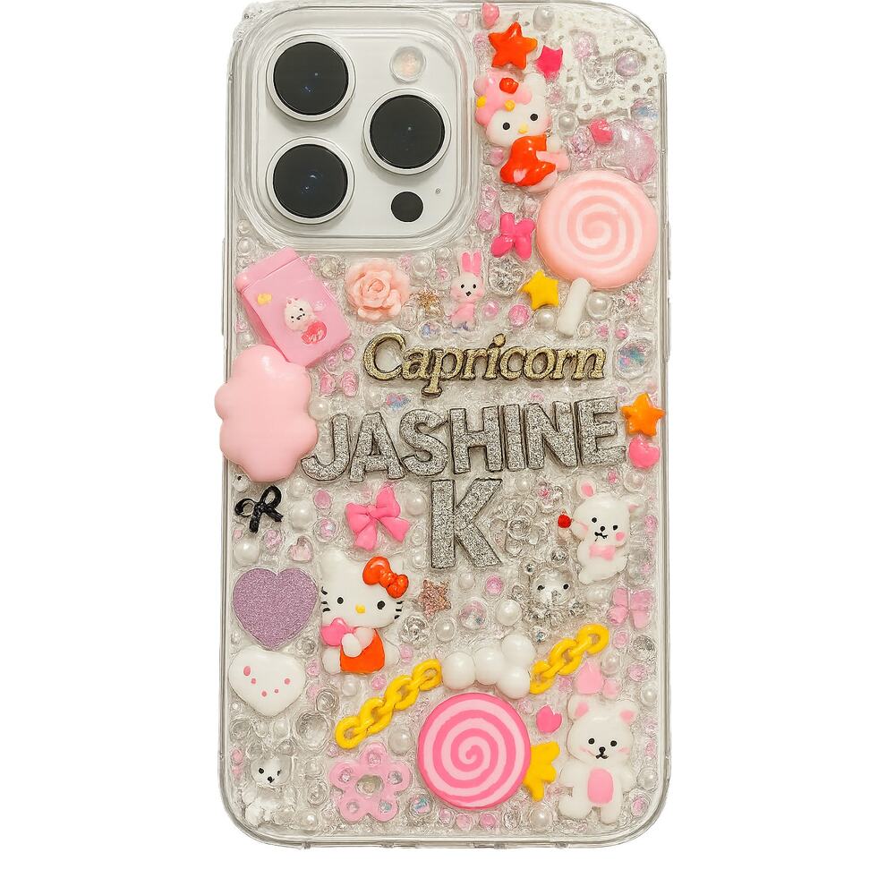 Iphone 15 Personalized Phone Case with Name Handmade 3D Charm Style